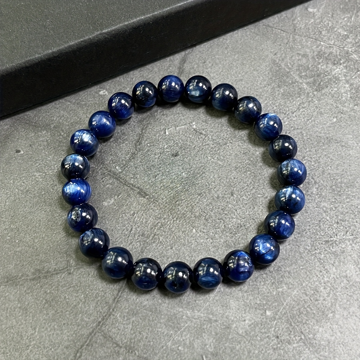 AAA Natural Kyanite Beaded Bracelet 8mm Round Crystal Stones Reiki Infused